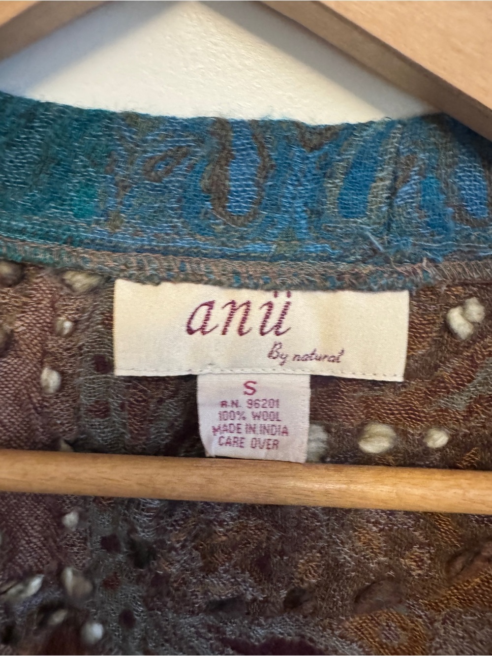 Anu By Natural Women's Colorful 100% Wool Vest Asymmetrical Art to Wear - Picture 2 of 11
